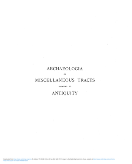 Archaeologia Miscellaneous Tracts Antiquity