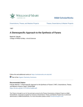 A Stereospecific Approach to the Synthesis of Pyrans