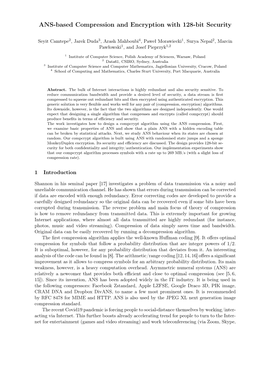 ANS-Based Compression and Encryption with 128-Bit Security