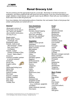 Kidney Disease: Renal Grocery List