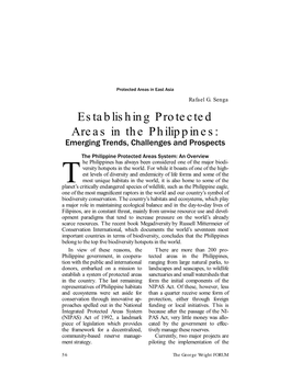 Establishing Protected Areas in the Philippines: Emerging Trends, Challenges and Prospects