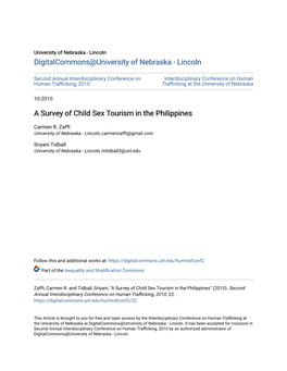 A Survey of Child Sex Tourism in the Philippines