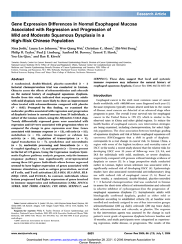 Gene Expression Differences in Normal Esophageal Mucosa