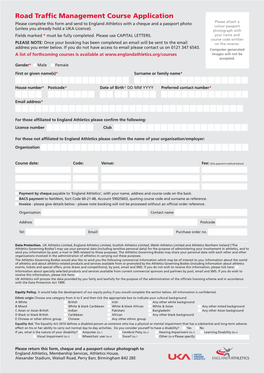 Road Traffic Management Course Application