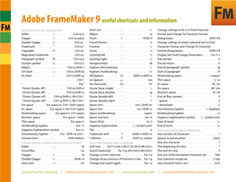 Framemaker 9 Keyboard Shortcuts