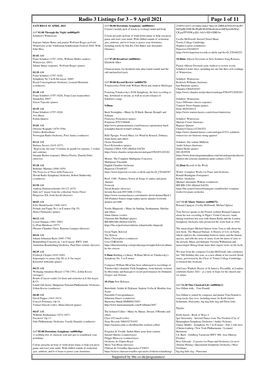 Radio 3 Listings for 3 – 9 April 2021 Page 1 of 11