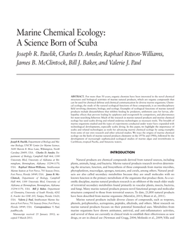 Marine Chemical Ecology: a Science Born of Scuba Joseph R