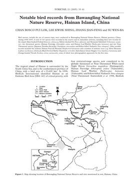 Notable Bird Records from Bawangling National Nature Reserve, Hainan Island, China