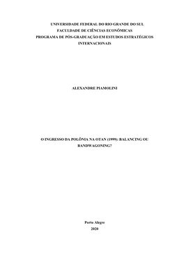 Universidade Federal Do Rio Grande Do Sul Faculdade De Ciências Econômicas Programa De Pós-Graduação Em Estudos Estratégicos Internacionais