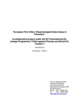 European Port Cities: Disadvantaged Urban Areas in Transition“