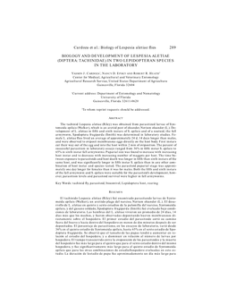 Cardoza Et Al.: Biology of Lespesia Aletiae Flies 289 BIOLOGY AND