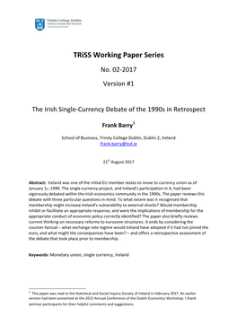 Triss Working Paper Series No