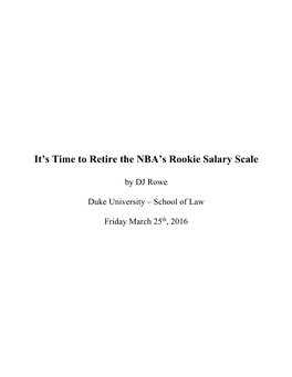 It's Time to Retire the NBA's Rookie Salary Scale