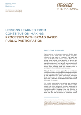 Egypt: Lessons Learned from Constitution-Making