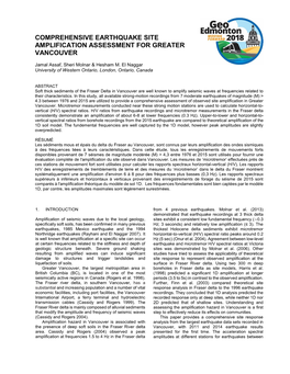 Comprehensive Earthquake Site Amplification Assessment for Greater Vancouver