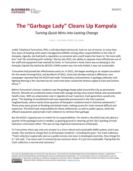 The “Garbage Lady” Cleans up Kampala Turning Quick Wins Into Lasting Change