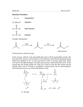 Chem 263 Nov 19, 2013 Reactions of Enolates