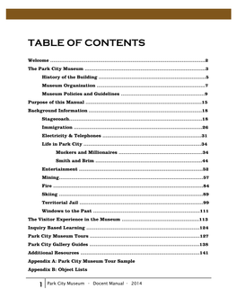 Table of Contents