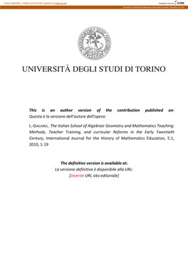 The Italian School of Algebraic Geometry and Mathematics Teaching