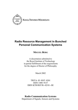 Radio Resource Management in Bunched Personal Communication Systems