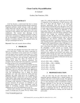 Clean Coal by Oxyacidification H