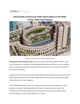 Roof Garden at Vancouver Public Library Opens to the Public 23 Years After First Proposed