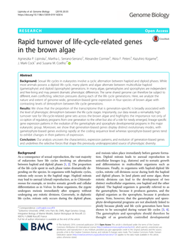 Rapid Turnover of Life-Cycle-Related Genes in the Brown Algae Agnieszka P