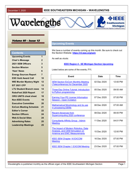 December 1, 2020 IEEE SOUTHEASTERN MICHIGAN – WAVELENGTHS