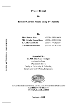 Project Report on Remote Control Mouse Using TV Remote By