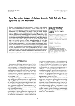 Gene Expression Analysis of Cultured Amniotic Fluid Cell with Down Syndrome by DNA Microarray