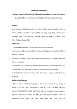 Derived Cells from Aeroallergen-Sensitized Symptomatic Atopic Asthmatics