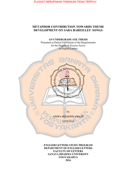Metaphor Contribution Towards Theme Development on Sara Bareilles’ Songs