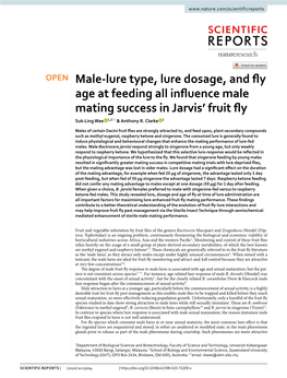 Male-Lure Type, Lure Dosage, and Fly Age at Feeding All Influence Male