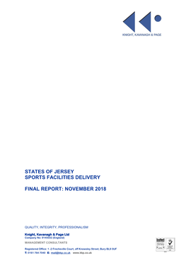 States of Jersey Sports Facilities Delivery Final Report: November 2018