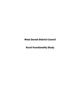 West Dorset District Council Rural Functionality Study