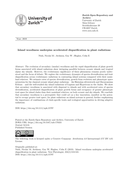 Island Woodiness Underpins Accelerated Disparification in Plant Radiations