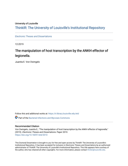 The Manipulation of Host Transcription by the ANKH Effector of Legionella
