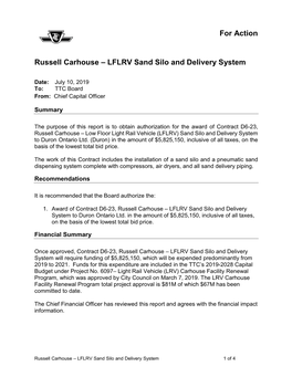 Russell Carhouse – LFLRV Sand Silo and Delivery System