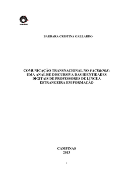 Comunicação Transnacional No Facebook: Uma Análise Discursiva Das Identidades Digitais De Professores De Língua Estrangeira Em Formação