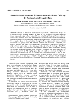 Selective Suppression of Schedule-Induced Ethanol Drinking by Antialcoholic Drugs in Rats