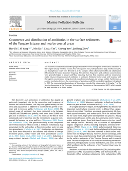 Occurrence and Distribution of Antibiotics in the Surface Sediments