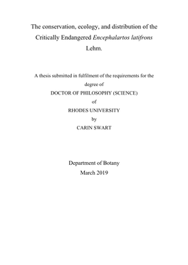 Life History, Population Dynamics and Conservation Status of Oldenburgia Grandis (Asteraceae), an Endemic of the Eastern Cape of South Africa