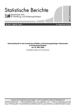 Statistische Berichte Statistisches Amt Für Hamburg Und Schleswig-Holstein