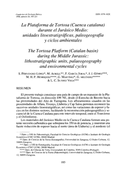 La Plataforma De Tortosa (Cuenca Catalana) Durante El Jurásico Medio: Unidades Litoestratigráficas, Paleogeografía Y Ciclos Ambientales