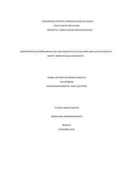 Universidad Distrital Francisco José De Caldas Facultad De Artes Asab Proyecto Curricular De Artes Musicales