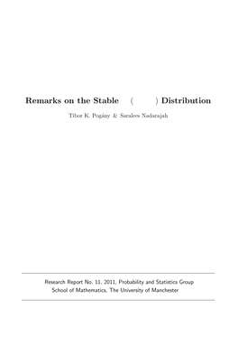 Remarks on the Stable Sα(Β,Γ,Μ) Distribution