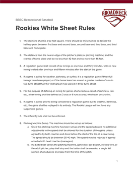 Rookies White Sheet Rules