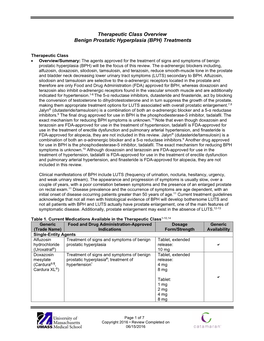 Therapeutic Class Overview Benign Prostatic Hyperplasia (BPH) Treatments