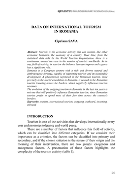 Data on International Tourism in Romania