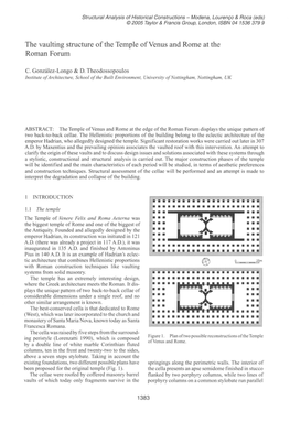 The Vaulting Structure of the Temple of Venus and Rome At